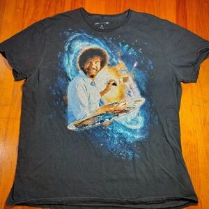 Bob Ross T Shirt Galaxy Painting Space Art Black XL Cotton
